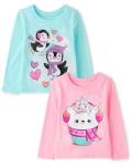 Toddler Girls' Long Sleeve Graphic T-Shirts 2-Pack