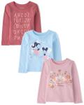 Toddler Girls' Long Sleeve Graphic Tee 3-Pack