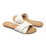 FITORY Women's Summer Leather Flat Slide Sandals