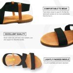 DAYDAYGO Women's Black Elastic Flat Sandals