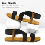 DAYDAYGO Women's Black Elastic Flat Sandals