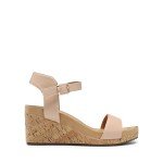 Nude Open Toe Ankle Strap Wedge Sandals