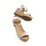 Nude Open Toe Ankle Strap Wedge Sandals