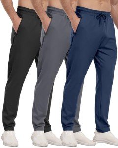 3 Pack Men's Workout Joggers with Zipper Pockets