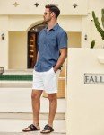 Men's Casual Short Sleeve Beach Shirt - Denim Blue