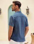 Men's Casual Short Sleeve Beach Shirt - Denim Blue