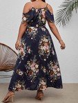 Floerns Plus Size Floral Cold Shoulder Long Dress