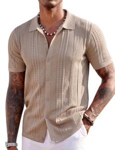 Men's Casual Short Sleeve Polo Shirt - Khaki