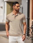 Vintage Khaki Short Sleeve Polo Shirt for Men