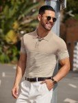 Vintage Khaki Short Sleeve Polo Shirt for Men