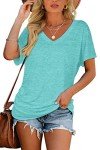 Plus Size Trendy V-Neck Short Sleeve Tops