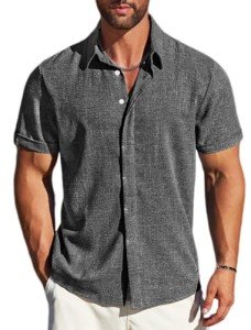 Men's Short Sleeve Casual Button Down Shirt