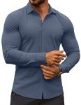 Men's Muscle Fit Denim Blue Dress Shirt