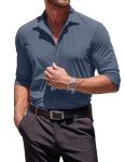 Men's Muscle Fit Denim Blue Dress Shirt