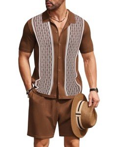 Men's Vintage Button Down Short Set and Pants