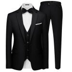 Men's Slim Fit 3-Piece Suit Set - Black