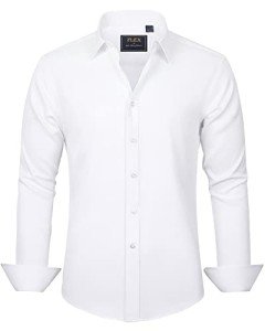 Men's Stretch Wrinkle-Free White Dress Shirt