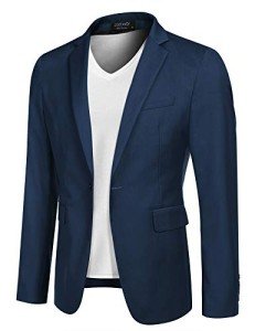 Men's Slim Fit Casual Blazer - Blue XXL