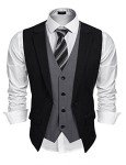 Coofandy Men's Black Layered Formal Vest - Large