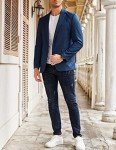 Men's Slim Fit Casual Blazer - Blue XXL