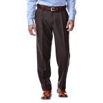 Haggar Men's Expandable Waist Pleat-Front Pants