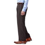 Haggar Men's Expandable Waist Pleat-Front Pants