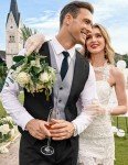 Coofandy Men's Black Layered Formal Vest - Large