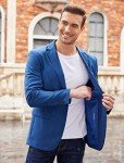 Men's Slim Fit Casual Blazer - Blue XXL