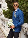 Men's Slim Fit Casual Blazer - Blue XXL