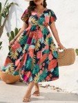Floerns Plus Size Boho Floral A-Line Dress