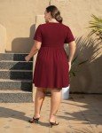 Plus Size Summer Dress with Pockets - Wine Red