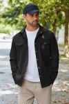 Men's Casual Canvas Military Jacket with Pockets