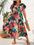 Floerns Plus Size Boho Floral A-Line Dress