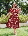 Plus Size Women's Floral Midi Dress with Pockets