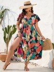 Floerns Plus Size Boho Floral A-Line Dress