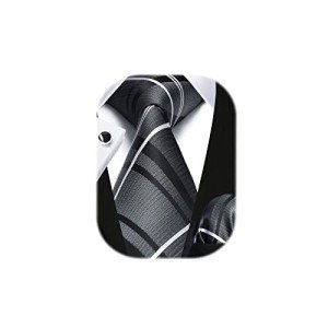 Gray and Black Stripe Tie Set for Men