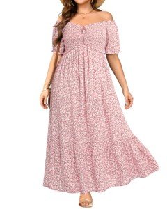 Plus Size Floral Off-Shoulder Maxi Dress