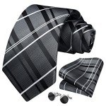 Gray and Black Stripe Tie Set for Men