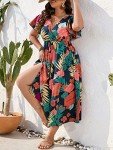 Floerns Plus Size Boho Floral A-Line Dress