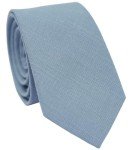 Dusty Blue Slim Tie for Men - Cotton Linen Blend
