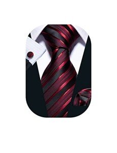 Barry.Wang Classic Stripe Tie Set with Cufflinks