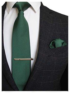 JEMYGINS Green Necktie & Pocket Square Set