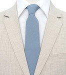 Dusty Blue Slim Tie for Men - Cotton Linen Blend