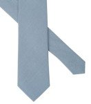 Dusty Blue Slim Tie for Men - Cotton Linen Blend