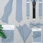 Dusty Blue Slim Tie for Men - Cotton Linen Blend