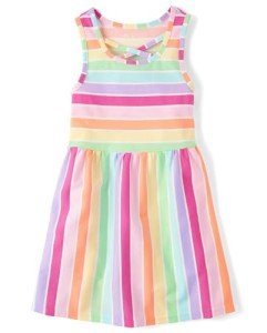 Girls' Casual Multicolor Stripe Sleeveless Dress