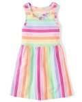Girls' Casual Multicolor Stripe Sleeveless Dress