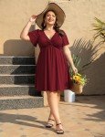 Plus Size Summer Dress with Pockets - Wine Red