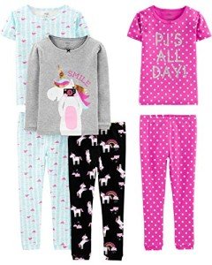 Carter's Girls' 6-Piece Unicorn & Dot Pajama Set