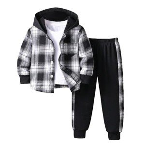 Toddler Boy Plaid Hoodie and Sweatpants Set